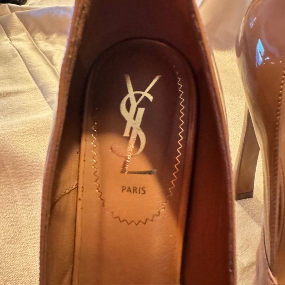Yves Saint Laurent Palais B Light Clay Platform Heel - Size 38 -LIKE NEW - Picture 9 of 16